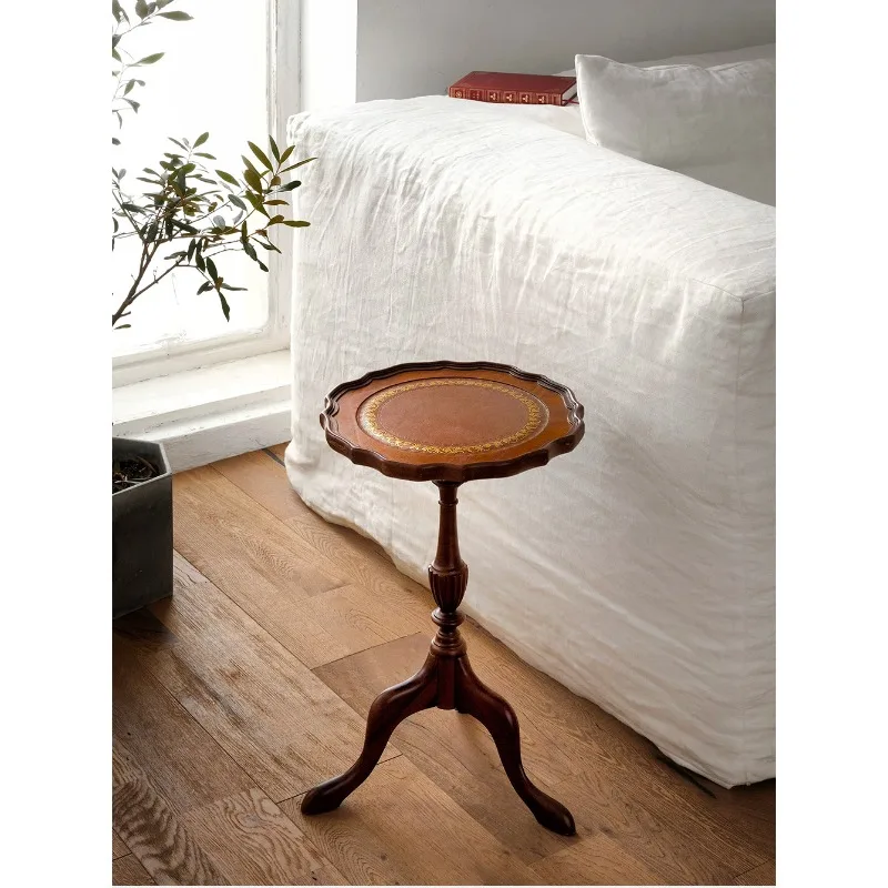 

Sheepskin Classic Movable Sofa Side Table, Solid Wood American Retro Corner Table Coffee Table for Living Room Muebles