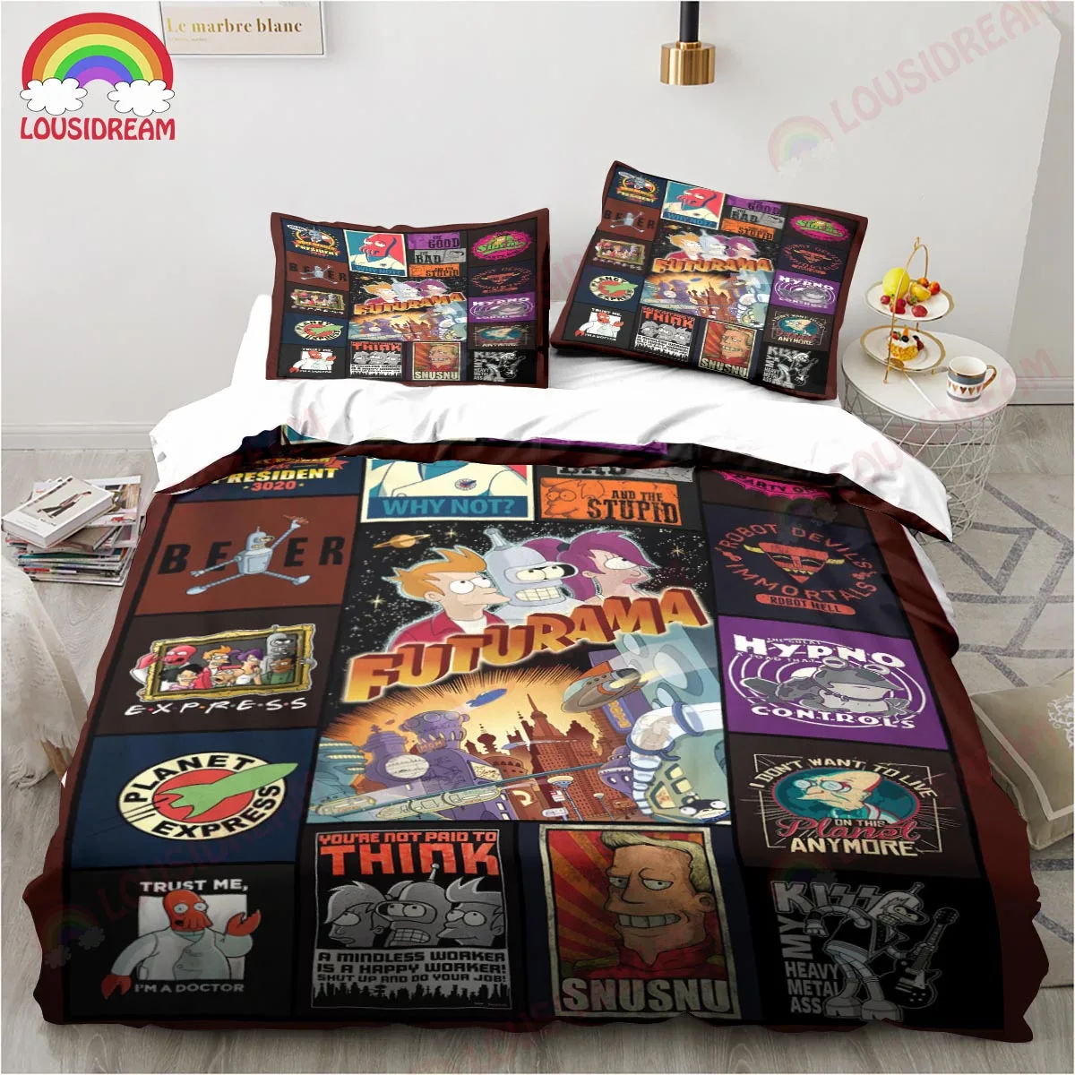 Cartoon Futuramas Bender Poster Bedding Set Sheet King Twin Double Child Bedding Set Mircofiber or Polyester Duvet Cover Set