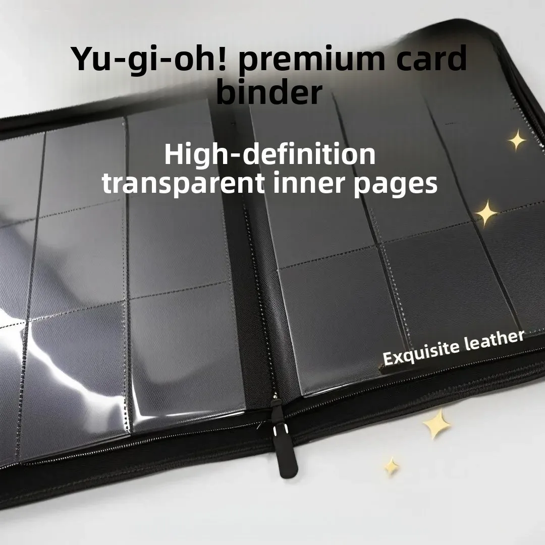 4/9/12 Pocket Trading Card Binder Zipper PU Leather Card Collection Album, Large Capacity Anime TCG Yu‑Gi‑Oh Card Storage Holder