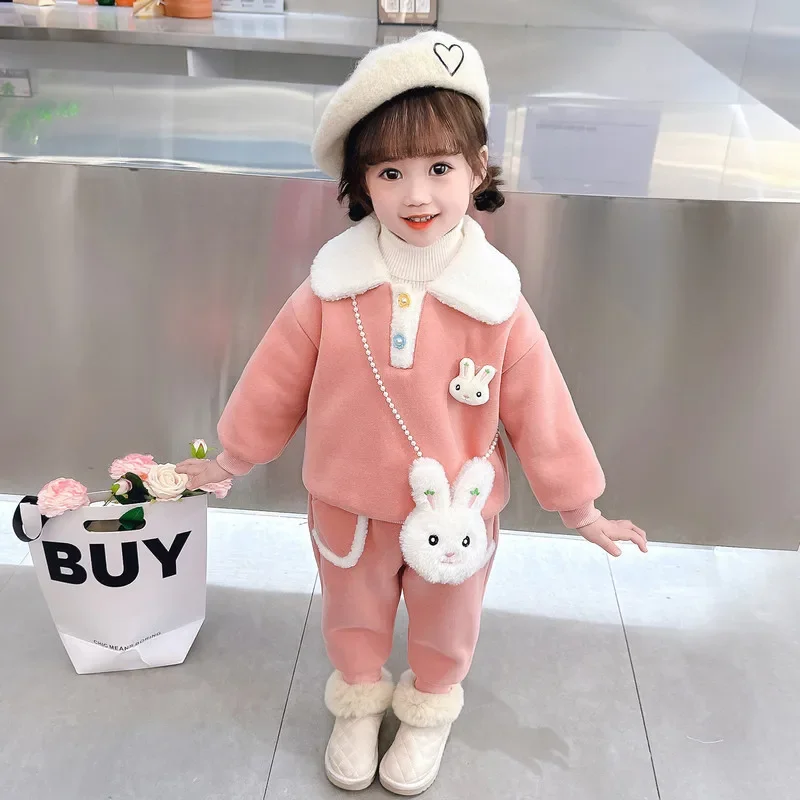 Children Clothing Sets for Baby Girls Sweater Pants Autumn Winter Toddler Kids Clothes Outfits Cartoon Rabbit Infant Tracksuits