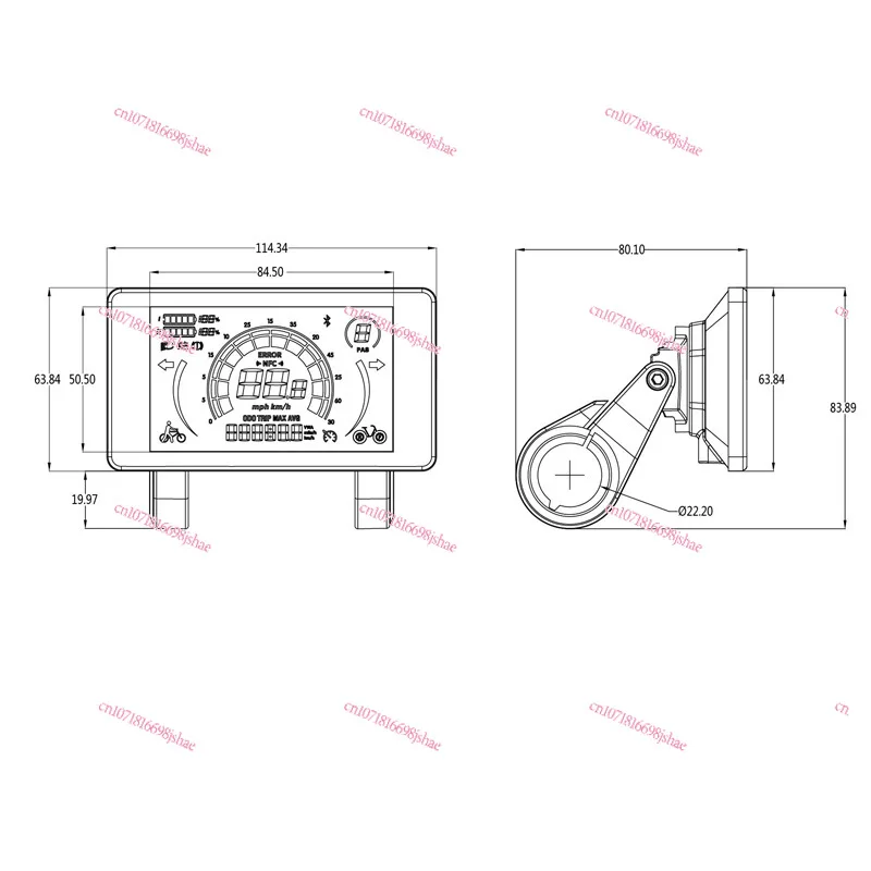 24V-72V Electric Bicycle LCD Four-inch Liquid Crystal Display Instrument 808 with Light Sensing System NFC Switch Machine