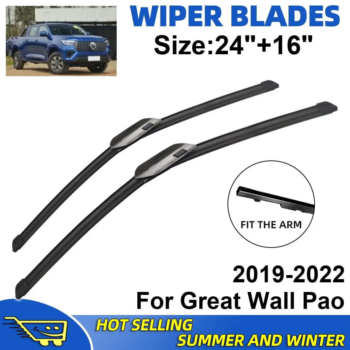 

2PCS Wiper Blades Set Kit For Great Wall Pao 2019-2022 Front Windshield Brushes Windscreen Window Accessories