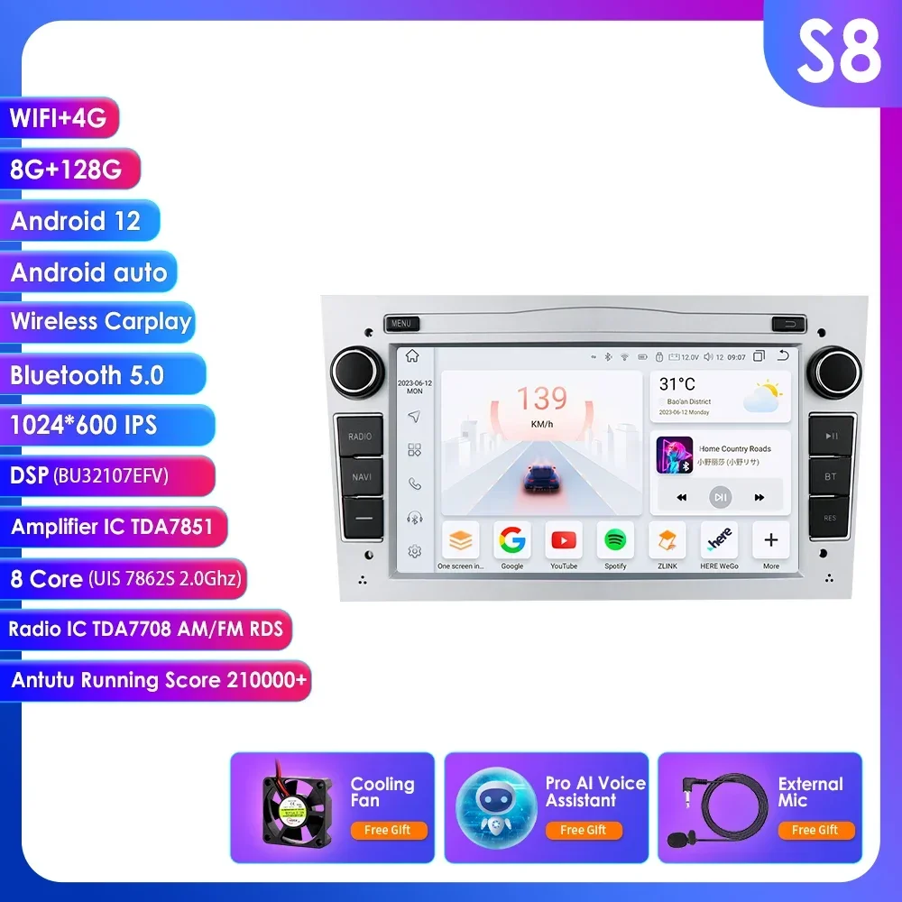 Autoradio Carplay Android 2din Auto Gps Voor Opel Astra H J 2004 Vectra Vauxhall Antara Zafira Corsa C D Vivaro Meriva Veda Audio