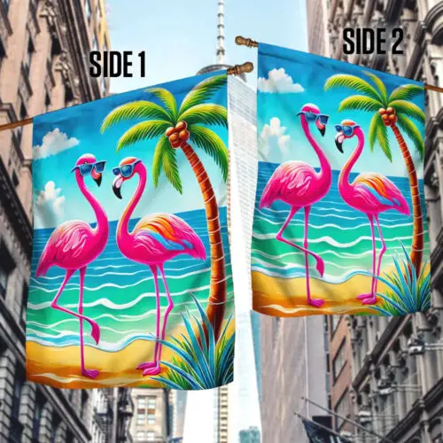 Pink Flamingo Tropical Summer Flag Garden Flag