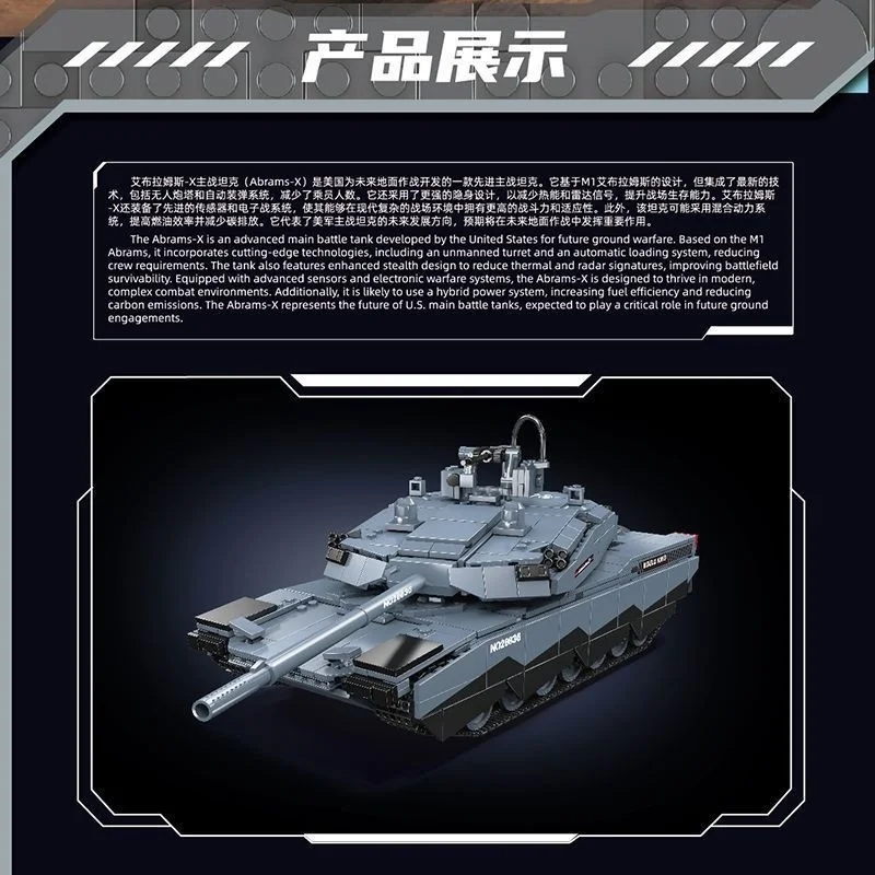 ตัวต่อ Mould King 20036 Abrams-XElectric ของเล่นแบบประกอบเอง ควบคุมด้วยรีโมท