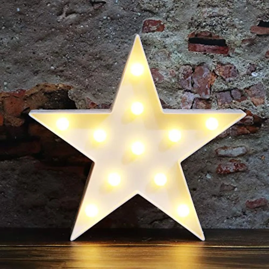 

LED Marquee Star Sign Night Light, Battery Operated Star Shaped Desk Table Lamp for,Baby, Child, Girl Gift, Nursery Room, Wall