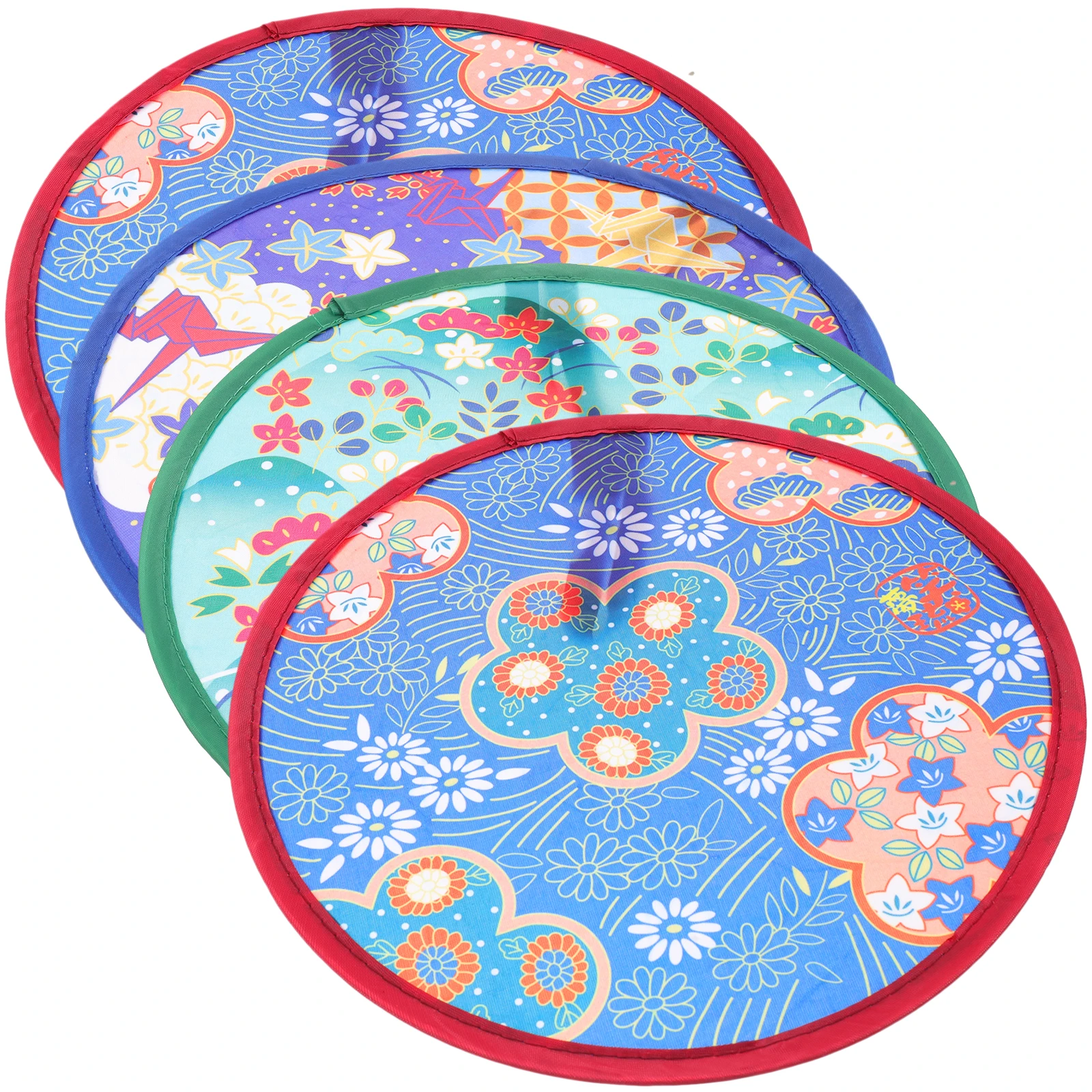 

4Pcs Colorful Dance Fan Party Prop Diy Painting Fans Children Round Hand Fan Stage Performance Props Vintage Hand Fan