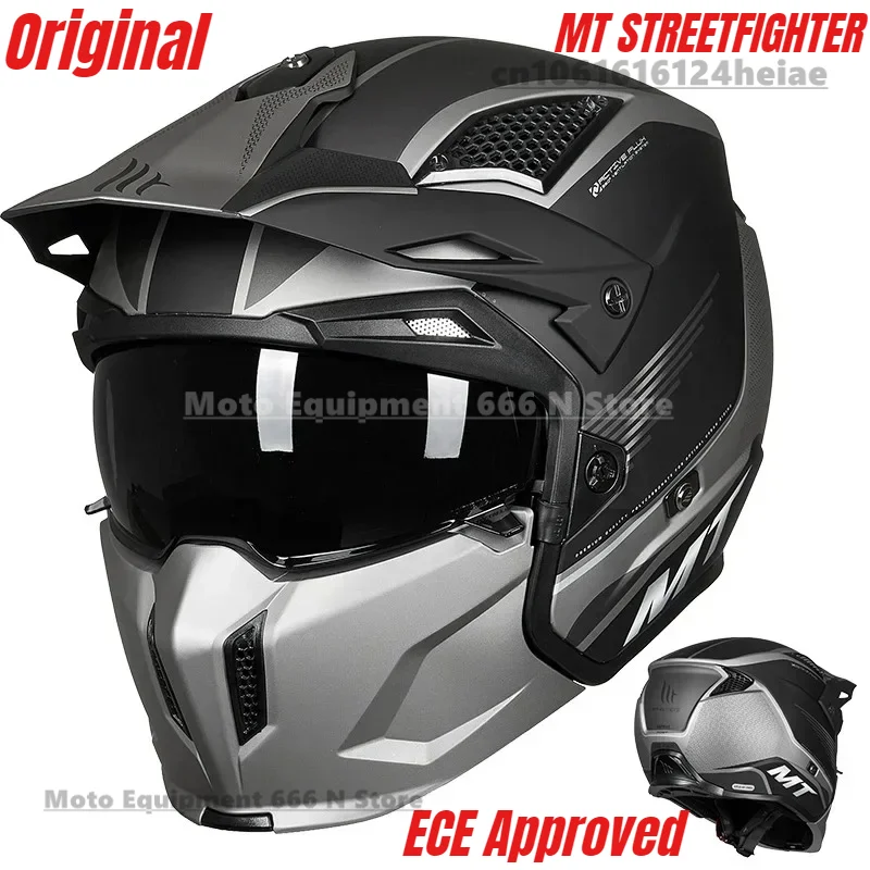

MT STREETFIGHTER Off-road Motorcycle Helmet Full Face Riding Helmet Variable Half Helmets Personality Unisex Helmet ECE Approved