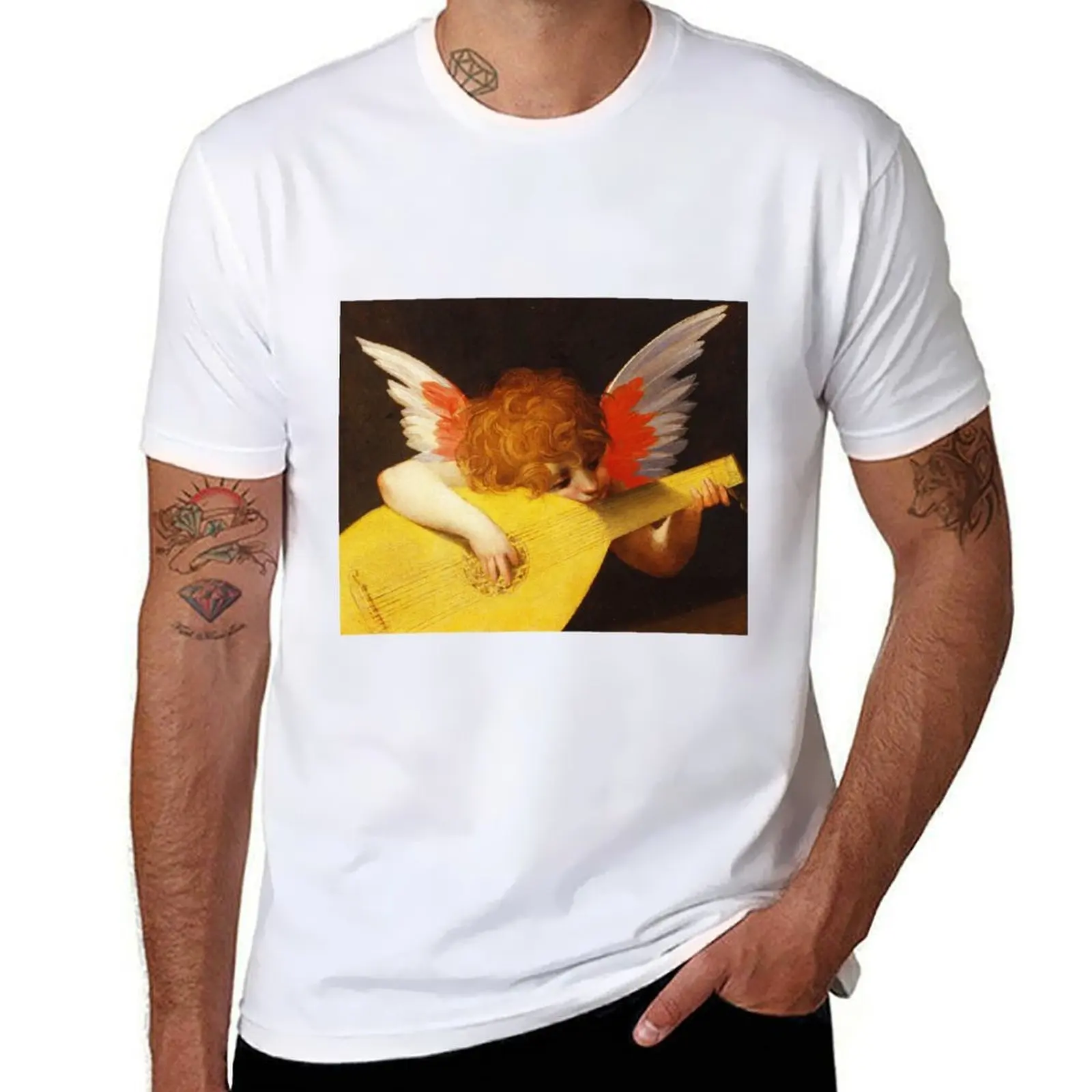 Rosso Fiorentino-Camiseta de Ángel Musical, camisetas para hombre, camisetas gráficas, camiseta de verano para hombre