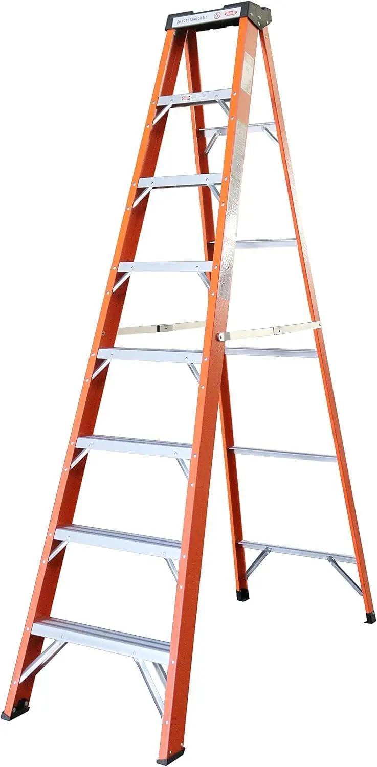 

8-Foot Fiberglass Step Ladder 250 Pound Capacity Alloy Steel 7"W X 96"H