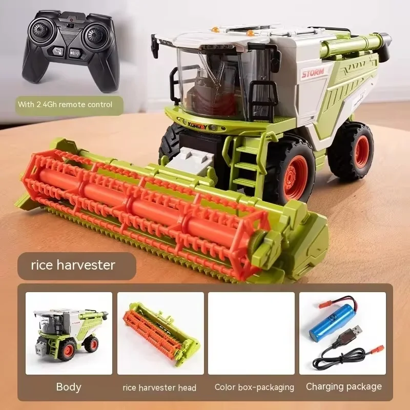 1:24 Rc Farmer'S Car Wheat Harvester Combination  Multi-Feature Lights 6608 Wheat 6612 Corn Crop Harvester Kids Toys Xmas Gift