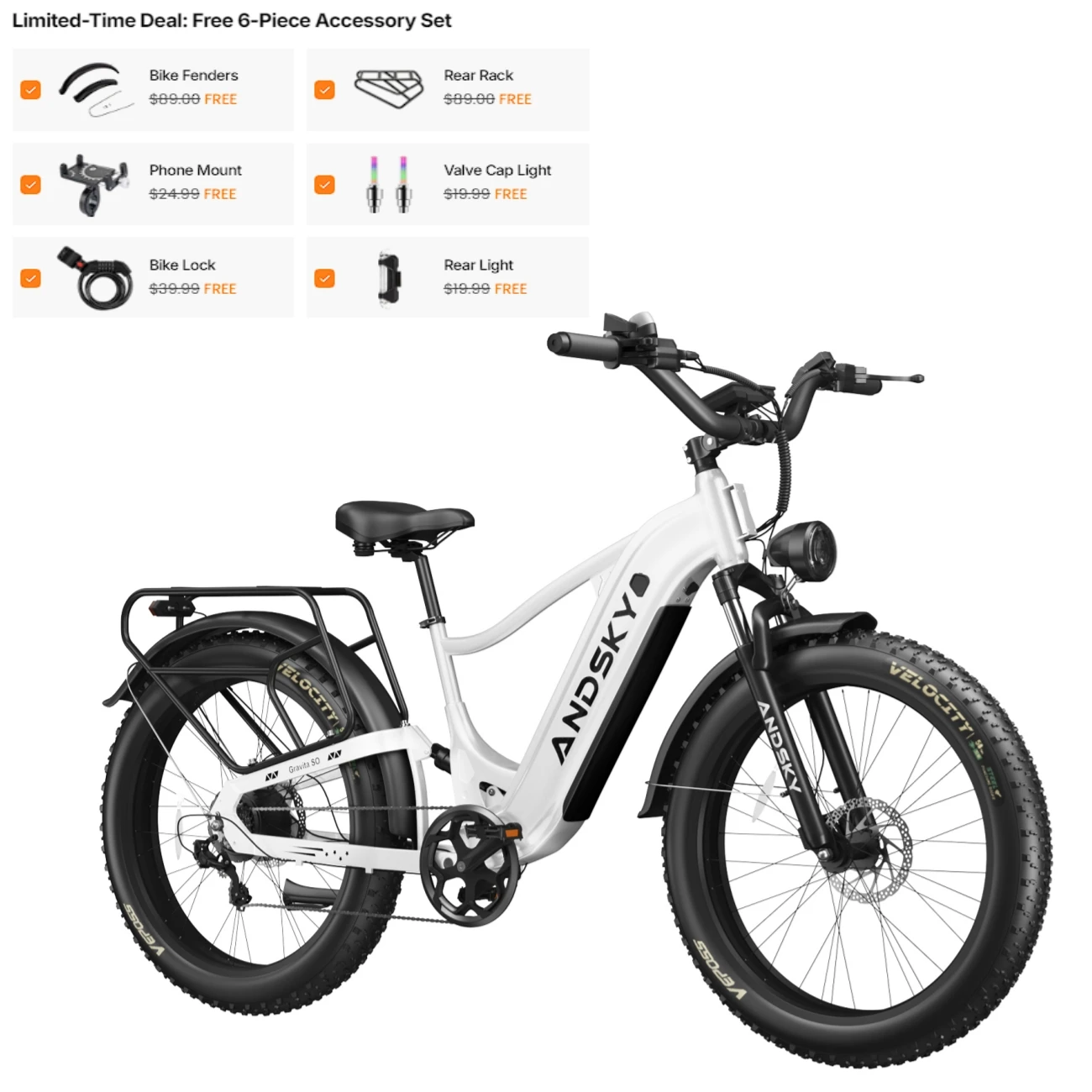 ANDSKY Gravita SO Electric Bike for Adults 1300W 7-Speed Gears 26"x4" All-Terrain Fat Tires Full Suspension E-bikes 32MPH 80Miles Long Range 48V 20Ah Removable Battery Hydraulic Brakes City Commuter Electric Bicycle image 3