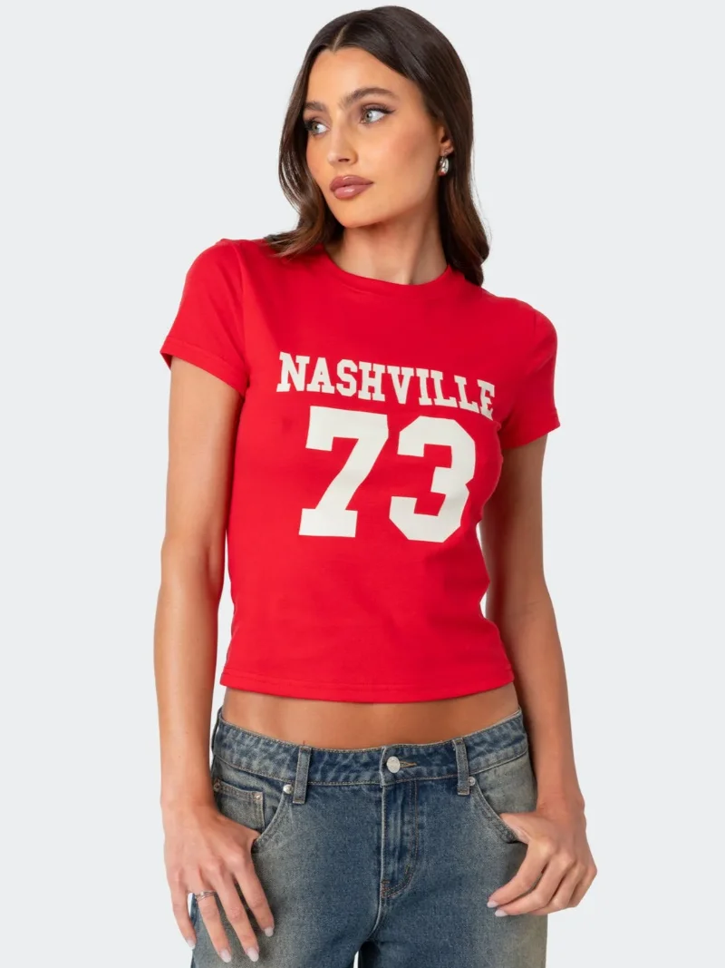 

Versatile Pure Cotton Naville T-irt ort Sle 73 Letter Print Five Beauties Casual Comfortable Breathable Women's Top