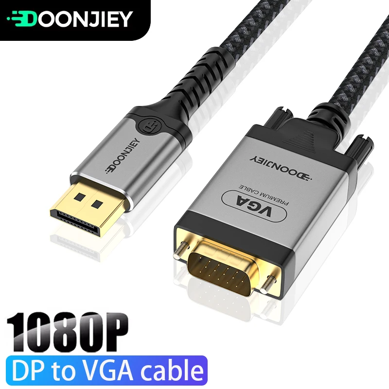 HD 1080P Displayport to VGA Adapter Connecto Cable Male to Male DP to VGA  Conversion Line for TV Laptop Monitor Projector
