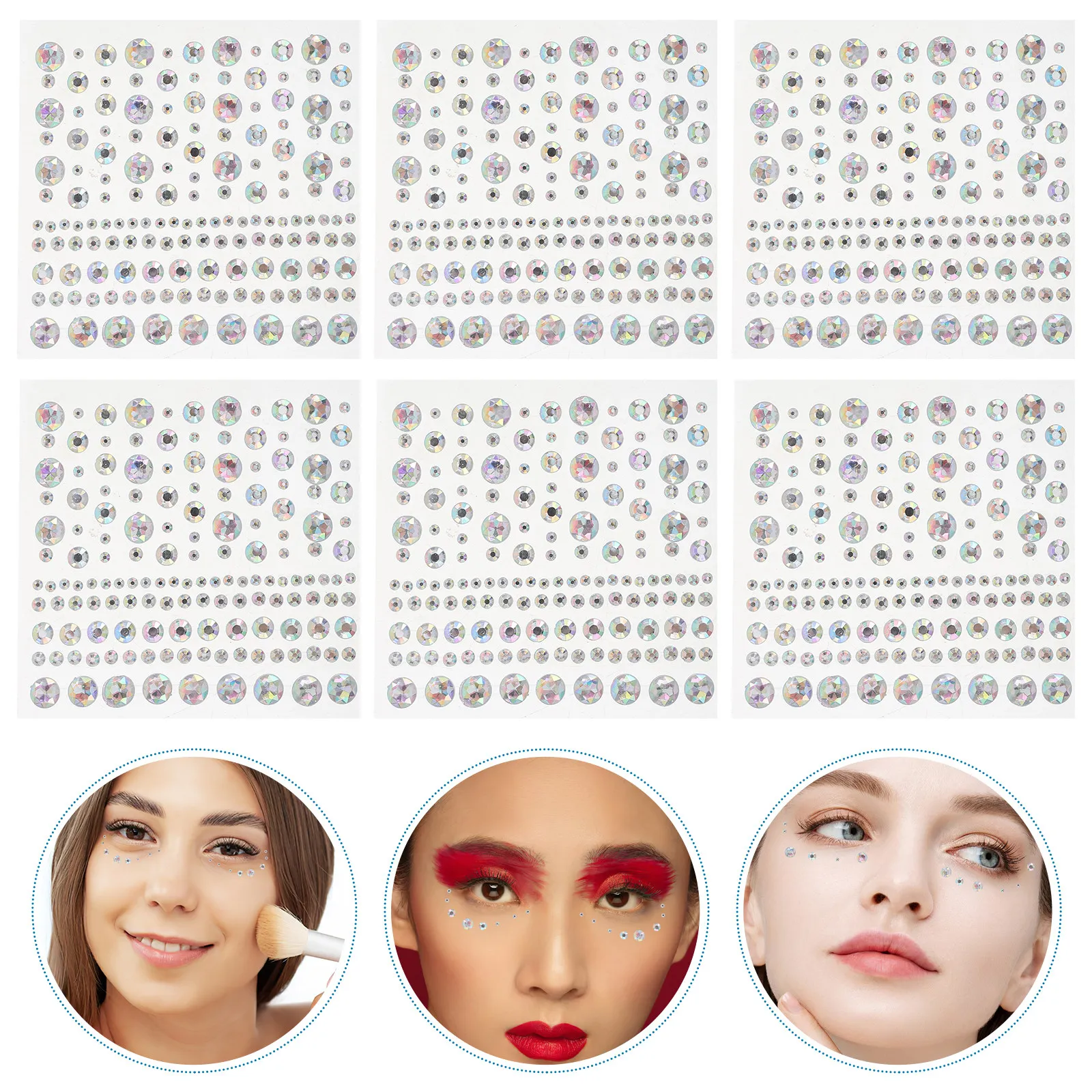 

10pcs Eye Rhinestones Makeup Face Stickers Adhesive Body Gems For Festival Party Stage Resin Nail Art Decorations Flatback