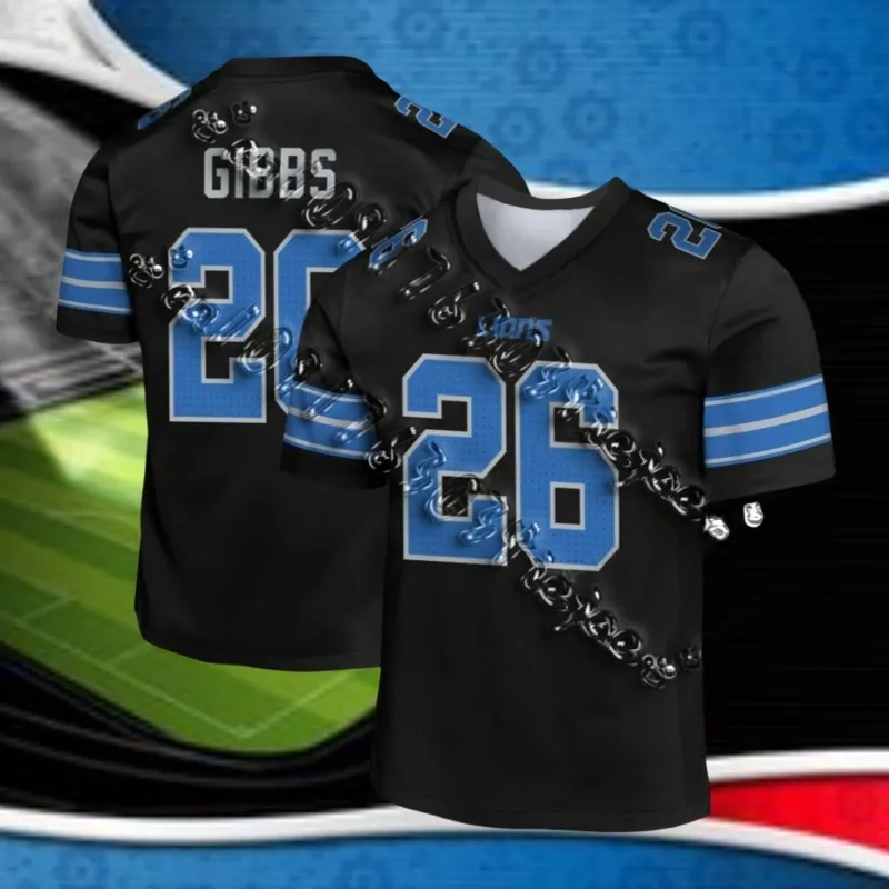 

24-25 Summer Trend Rugby Short Sleeve Detroit Lions Custom Game Jersey - White T-Shirt Sports Top Casual