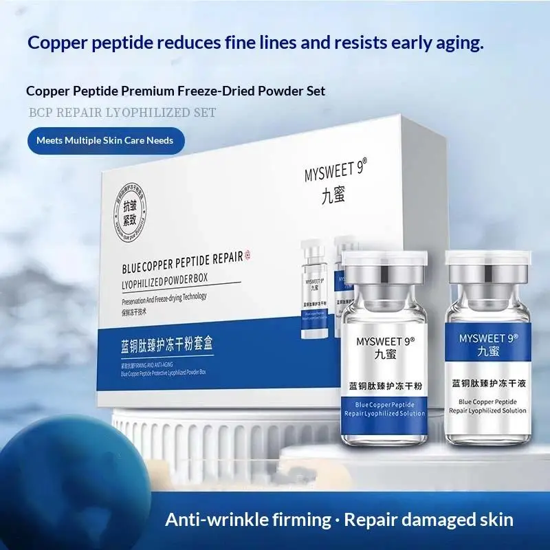 Blue Copper Peptide Lyophilized Powder 1 Set Anti Aging Calming Repair Serum for Irritated Skin Care