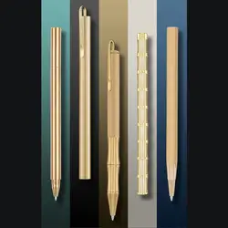 Business Ballpoint Pen Durable Students Gift Brass Gel Pen with Blue/Black Ink Refill Fountain Pen School Office Supplies