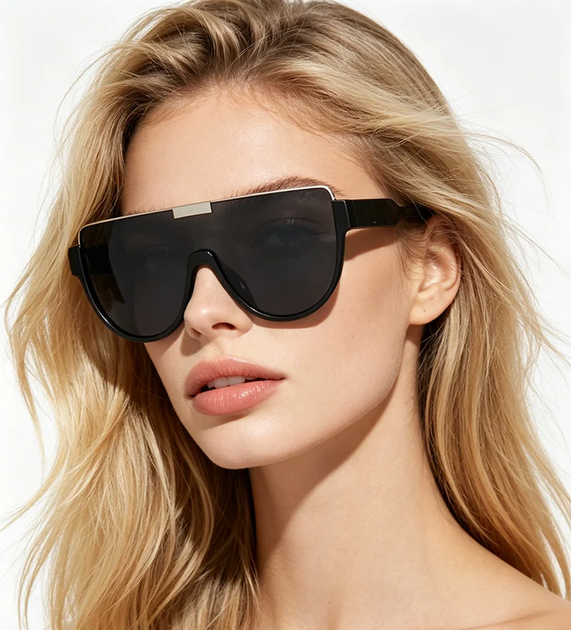 Damen Halbrunde Vintage-Sonnenbrille mit Monoblock-Rahmen, UV400-Schutz, Blendschutz, Outdoor-Mode-Brillen
