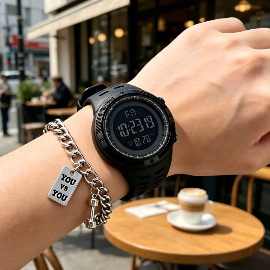 1/2pcs Men's Sports Watch with Bracelet Multifunction Waterproof Luminous LED Digital Electronic Watch for man Kids Student Teen