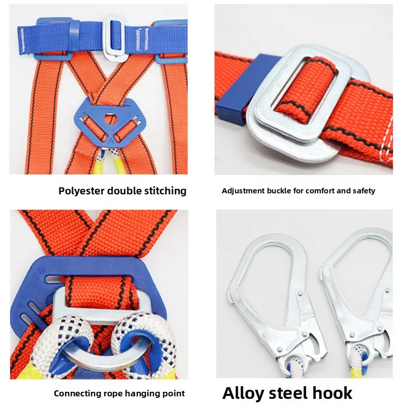 National Standard Double Back Full Body Double Hook Buffer Safety Belt European Five Point High-altitude Work Safety Belt