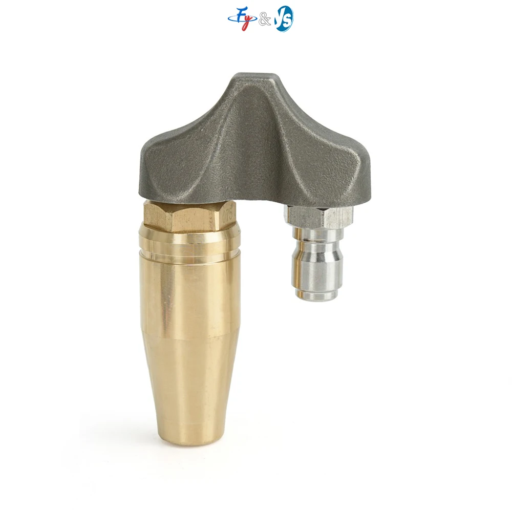 

Латунная насадка для очистки канализации YS, быстрая заглушка 1/4 дюйма, 12 мм, вращающаяся на 360 градусов земснарядная головка для струйного трубопровода, насадка для очистки воды Root Ranger