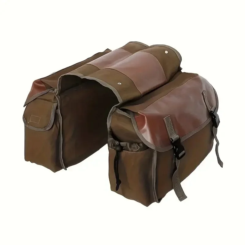Multifunctional Bike Side Bag Large Capacity Rear Rack Bag Wear-resistant Canvas Bag for Motorcycle Electric Bike Storage