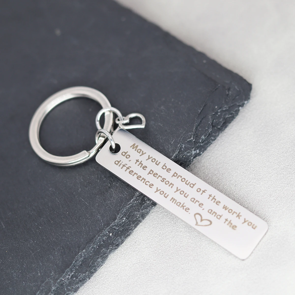 Coworker Gift May You Be Proud Of The Work You Do Keychain Letter Engraved Key Chains Stainless Steel Pendant Keyring