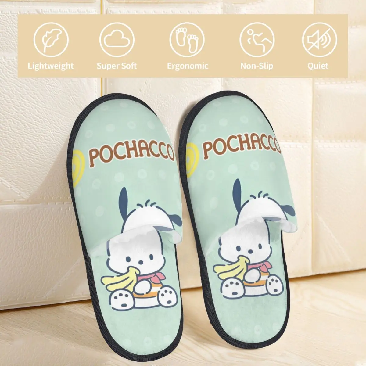 Winter Slippers Sanrio Character Merch Household Fur Slippers Slides Living Room Cozy Non Slip Slides