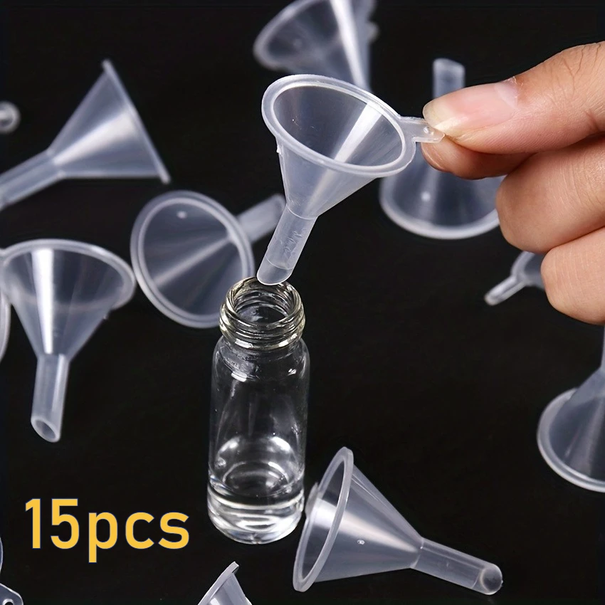 15 pcs/group,small plastic funnel, suitable for empty bottles filled with perfumes,mini liquids, essential oils,packaging tools,