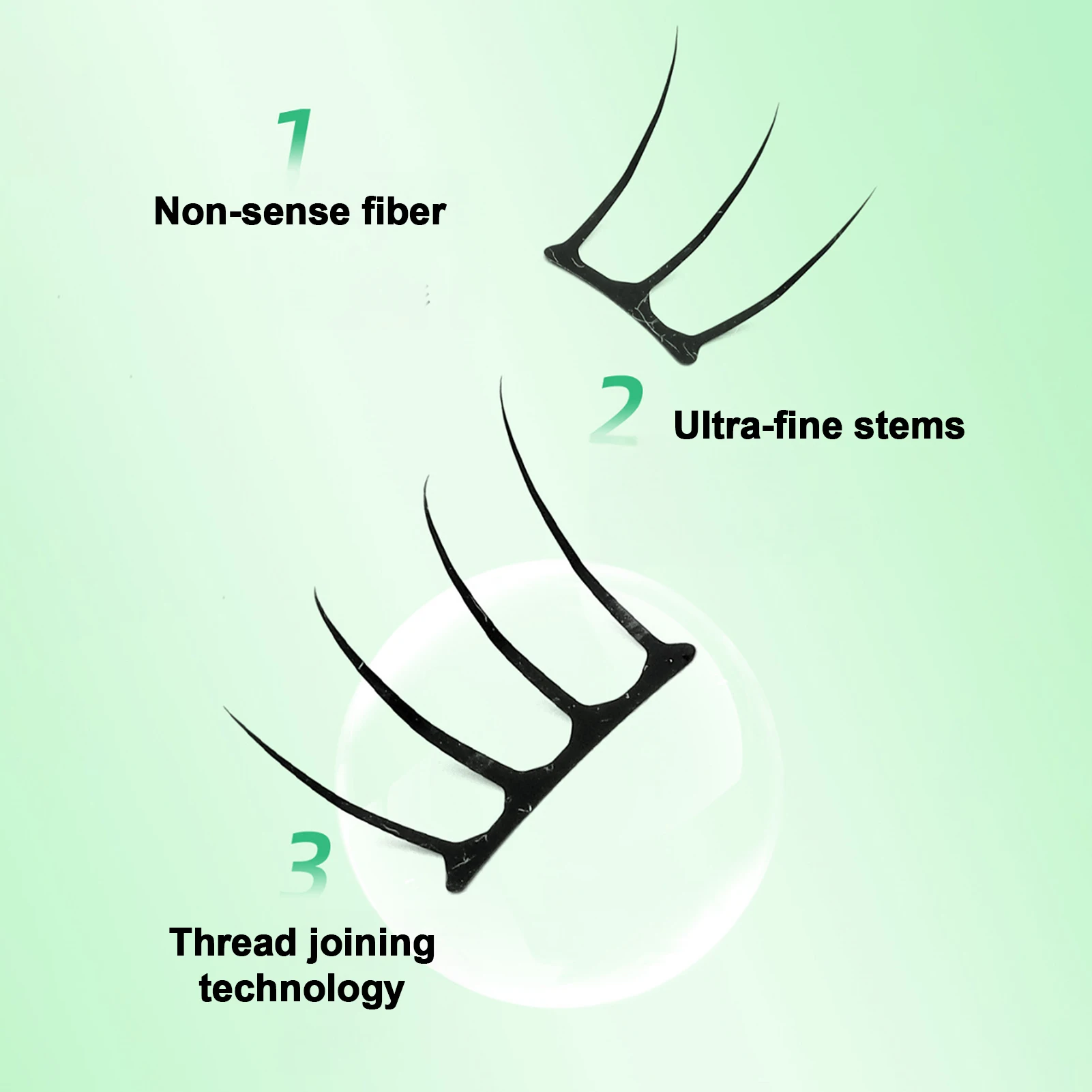 接着剤不要 韓国つけまつげ 再利用可能 ブラックステム まつげクラスター U字型 個別まつげエクステ