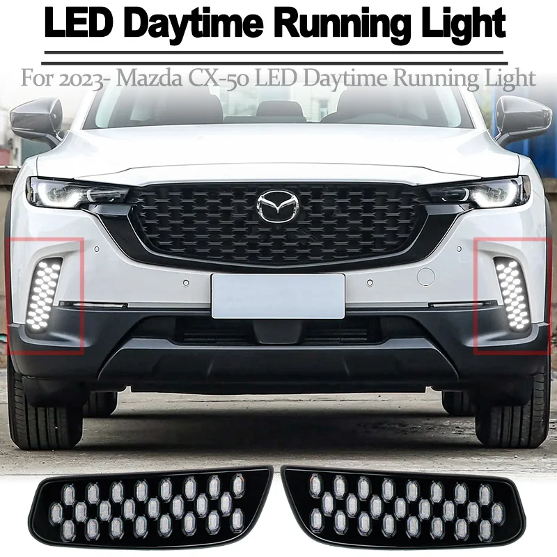 

2pcs LED Daytime Running Light Waterproof Yellow Turn Signal Indicator Light Bumper DRL Fog Lamp For Mazda CX50 CX-50 2023 2024