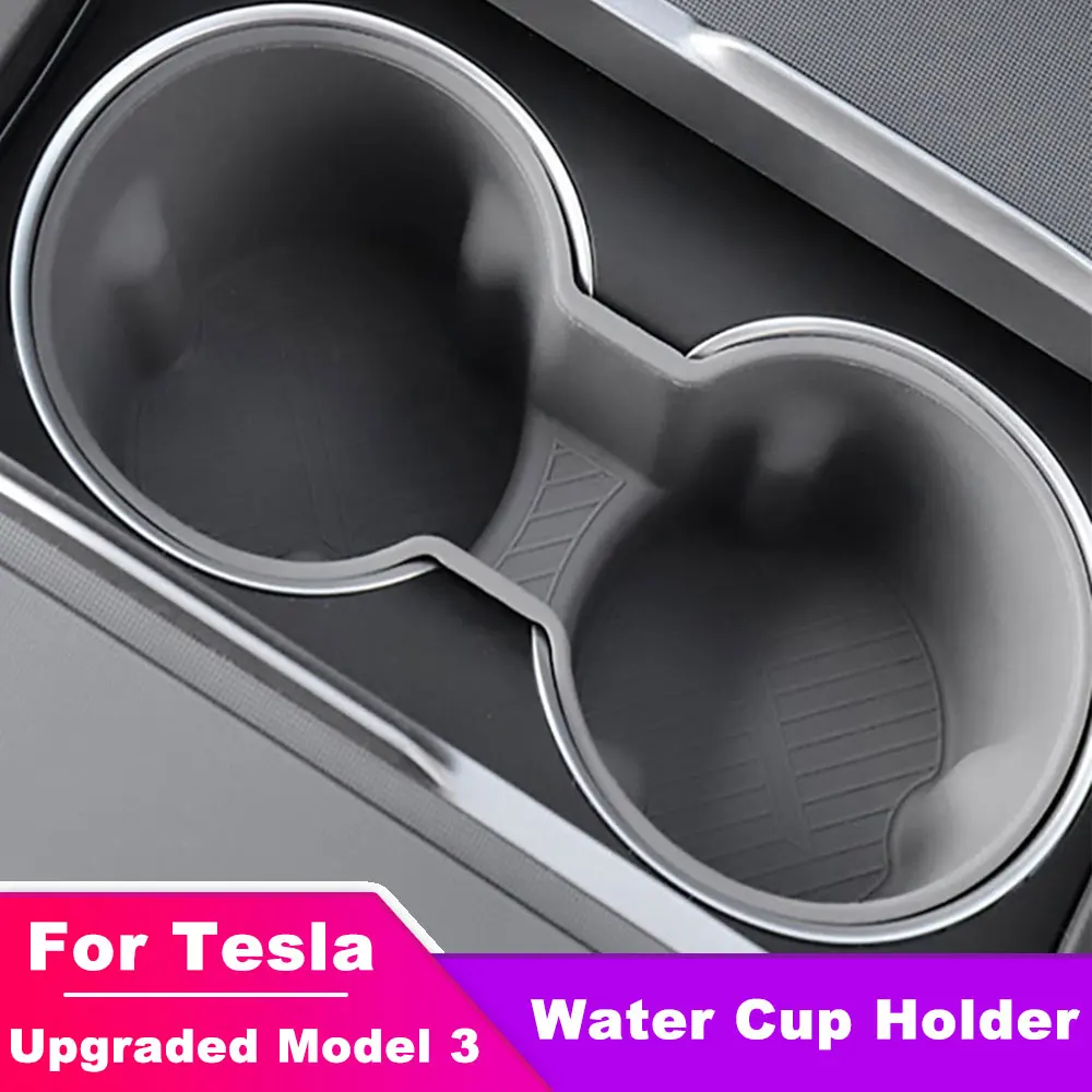 Cup Holder for Tesla Model 3 Highland 2024 Pink White Silicone Water Bottle Holder Insert Modified Interior Accessories Model3