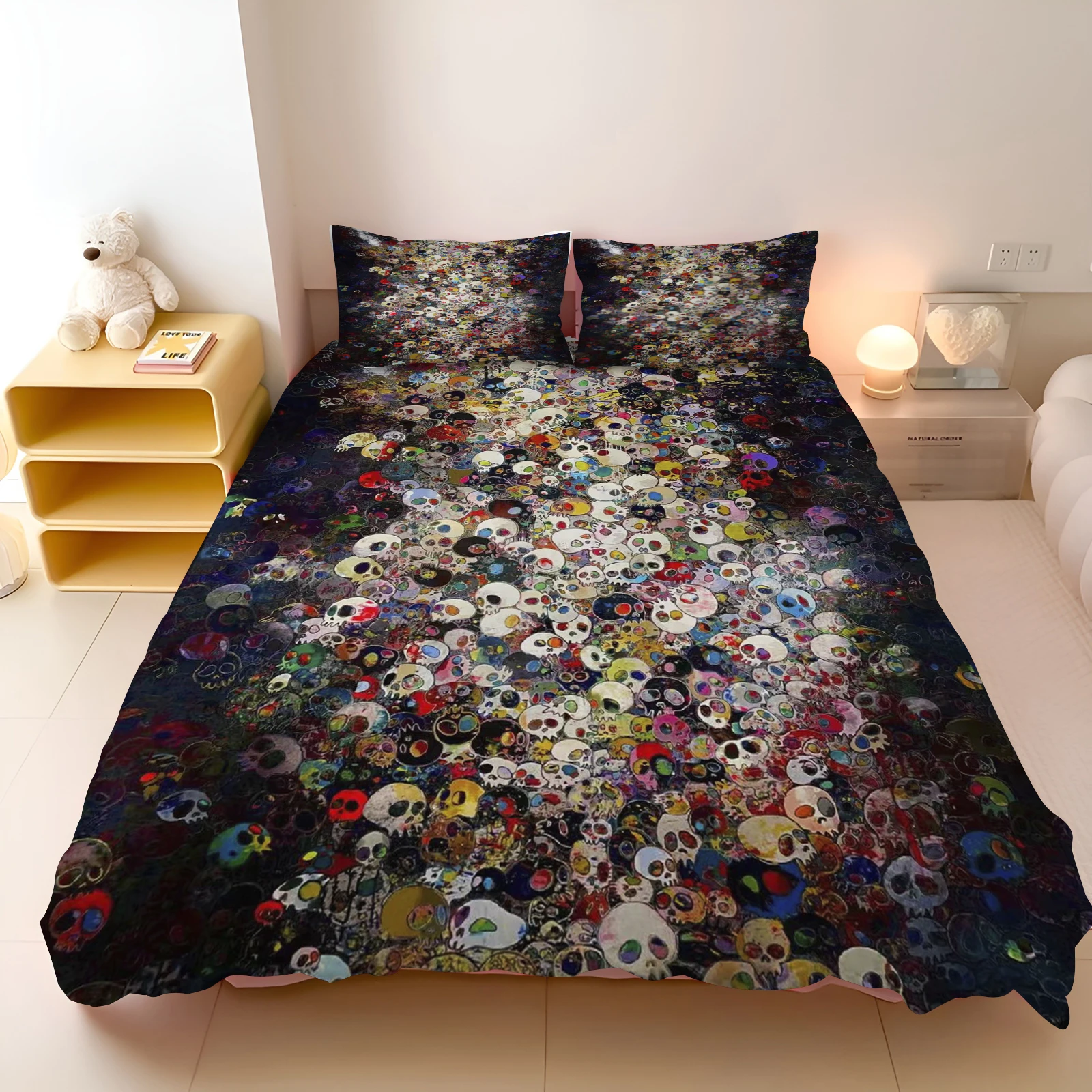 Cute Skull Cover Quilt Cartoon Home Breathable Children's Bedding Custom Made Set Kingreathable Bedding