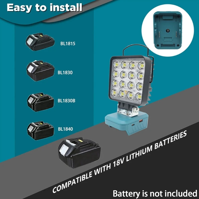 Multiple Directional LED Lamp Job Light Spotlights Floodlight, Heat Dissipation 30W/26W with USB Charging Function 40JE