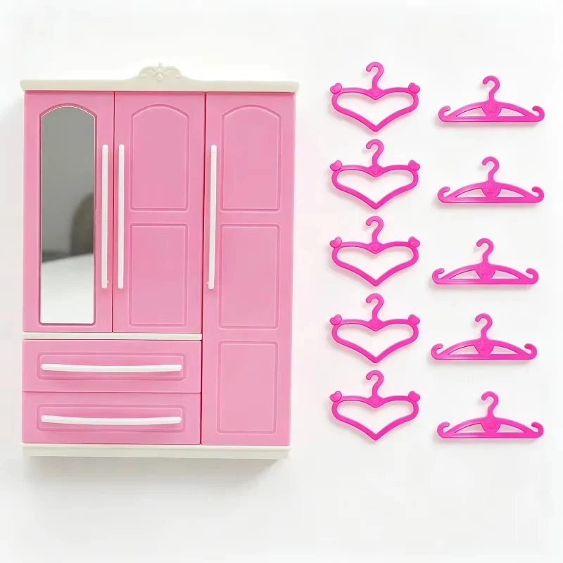 new-abs-plastic-dollhouse-furniture-3‑door-wardrobe-with-storage-drawers-pretend-play-bedroom-closet-toy-parent‑child-interactiv