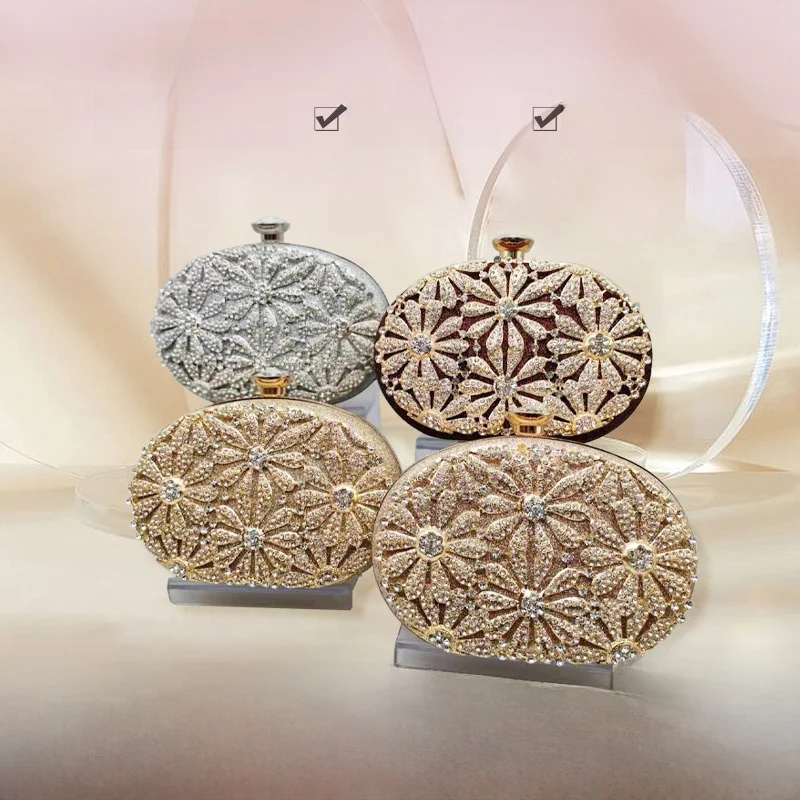 

Faionable Diamond Embedded Suower Evening Bag Handheld Dry Women's Bag for Parties And Ceremonies Hard ell Polyeste...