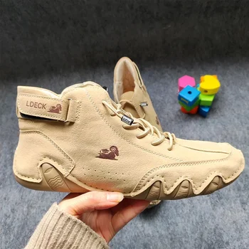 남성용 모피 레이스업 부츠, 따뜻한 가죽 신발, 하이탑 캐주얼 신발, 오토바이 부츠, 라지 사이즈 38-47 패션, 가을 및 겨울 2024