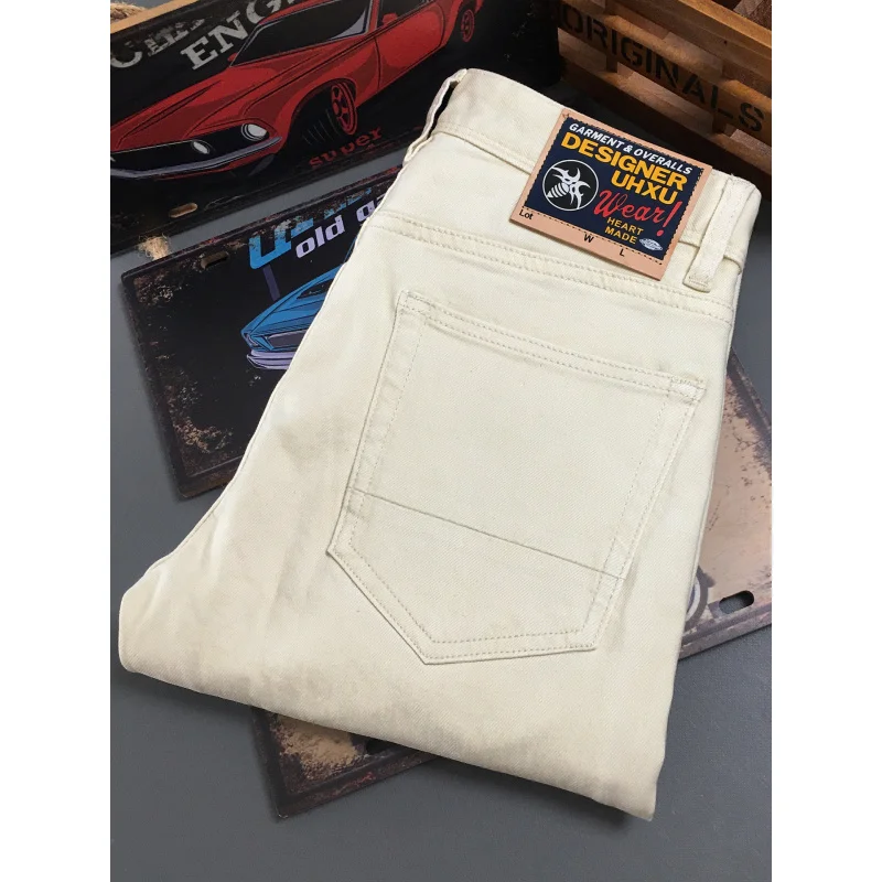 جينز أبيض عالي الجودة للرجال، طراز جديد لخريف 2025، بسيط، مقاس نحيف، أنبوب مستقيم، عصري، متعدد الاستخدامات، سروال طويل قديم #1