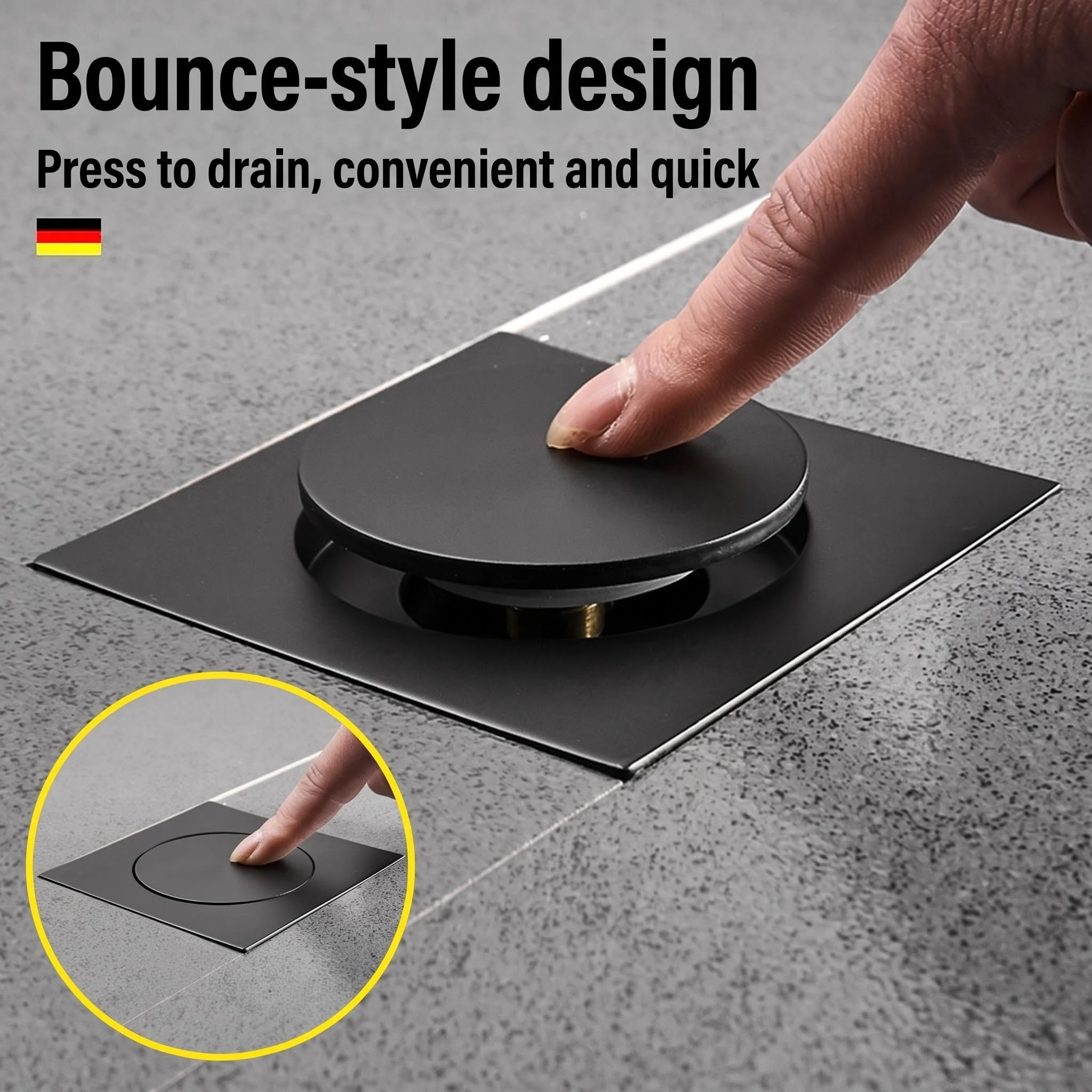 Pop-Up Floor Drain Stopper, Press to Open/Close Anti-backflow Self-Sealing Drain for Kitchen Bathroom Sewer DN50/75