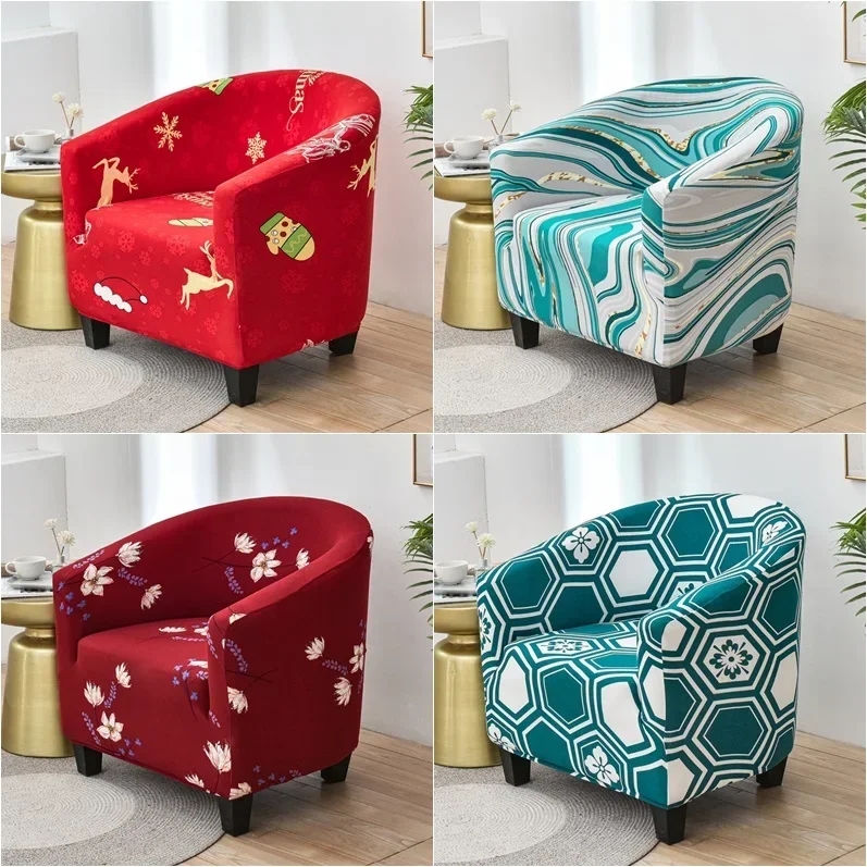 Elastischer Weihnachts-Sofabezug für Badewanne, Stretch, Spandex, für Clubsessel, Schonbezüge für Wohnzimmer, Kaffeebar, Einzelsitzer, Couchbezug