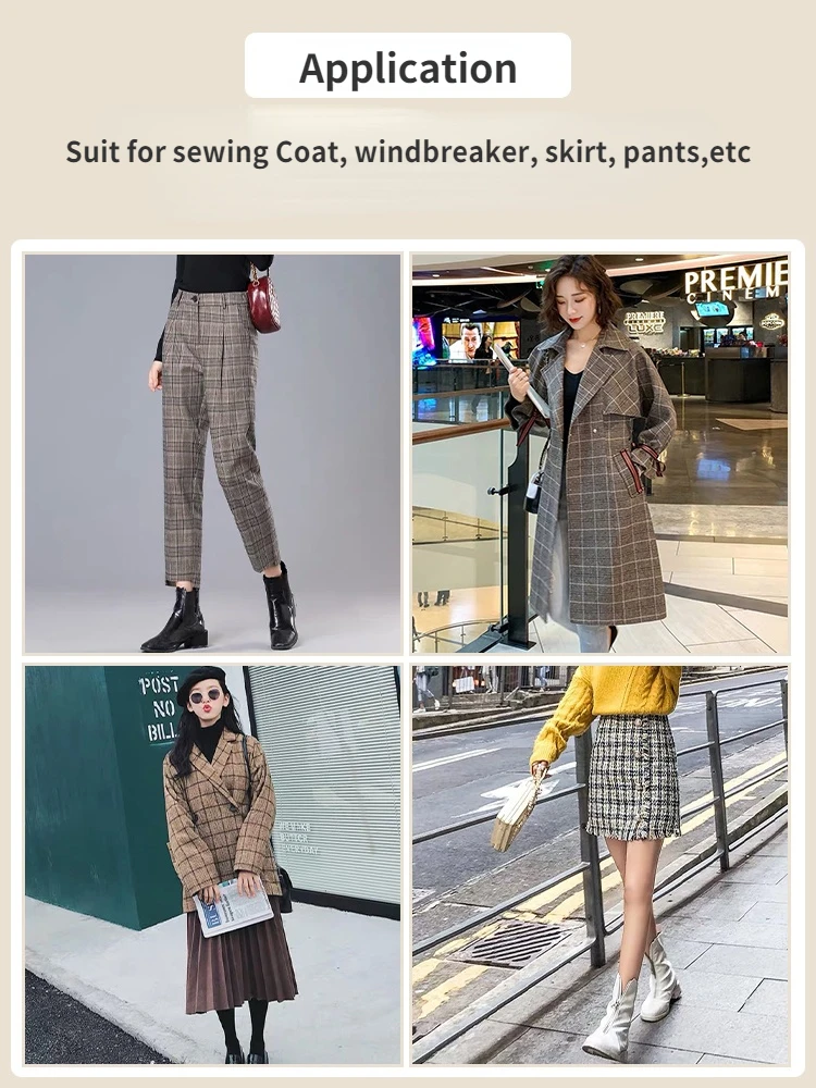 Fashion Plaid Fabric Woolen Cloth Thickened Autumn Winter Warmth For Sewing Coats Windbreakers Pants Skirts DIY 150*50cm