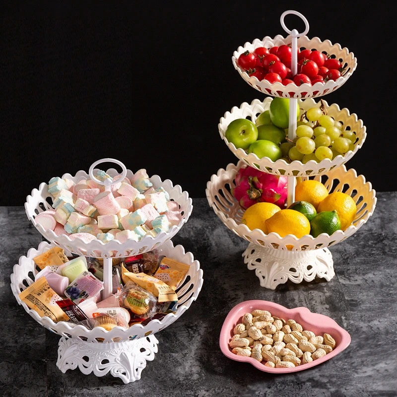 

Многослойная ваза для фруктов для гостиной, европейский стиль, бытовая тарелка для сухофруктов, сервировочная тарелка для закусок, современная кухня, блюдо для конфет