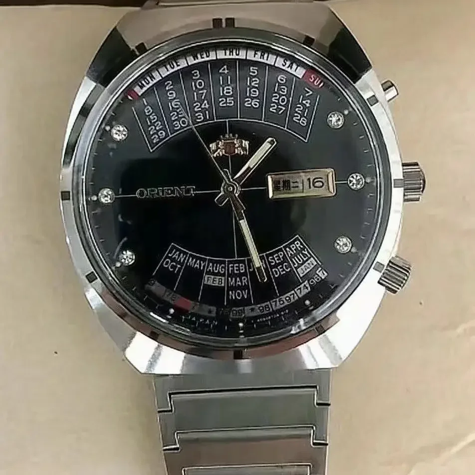 DFDG automatic mechanical unisex Orient watch with rotating large dial, fully functional stainless steel world time view 6