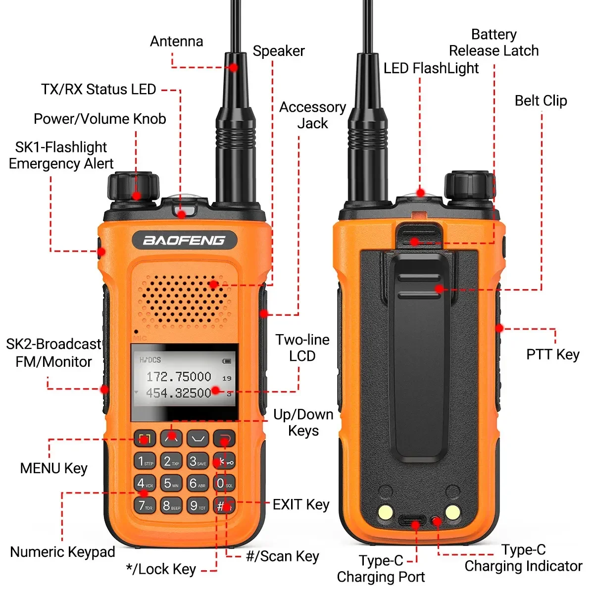 Baofeng UV-10R PRO Wireless Copy Frequency Walkie Talkie Ham Radio Handheld Type-C Charger Long Range Rechargeable Two Way Radio
