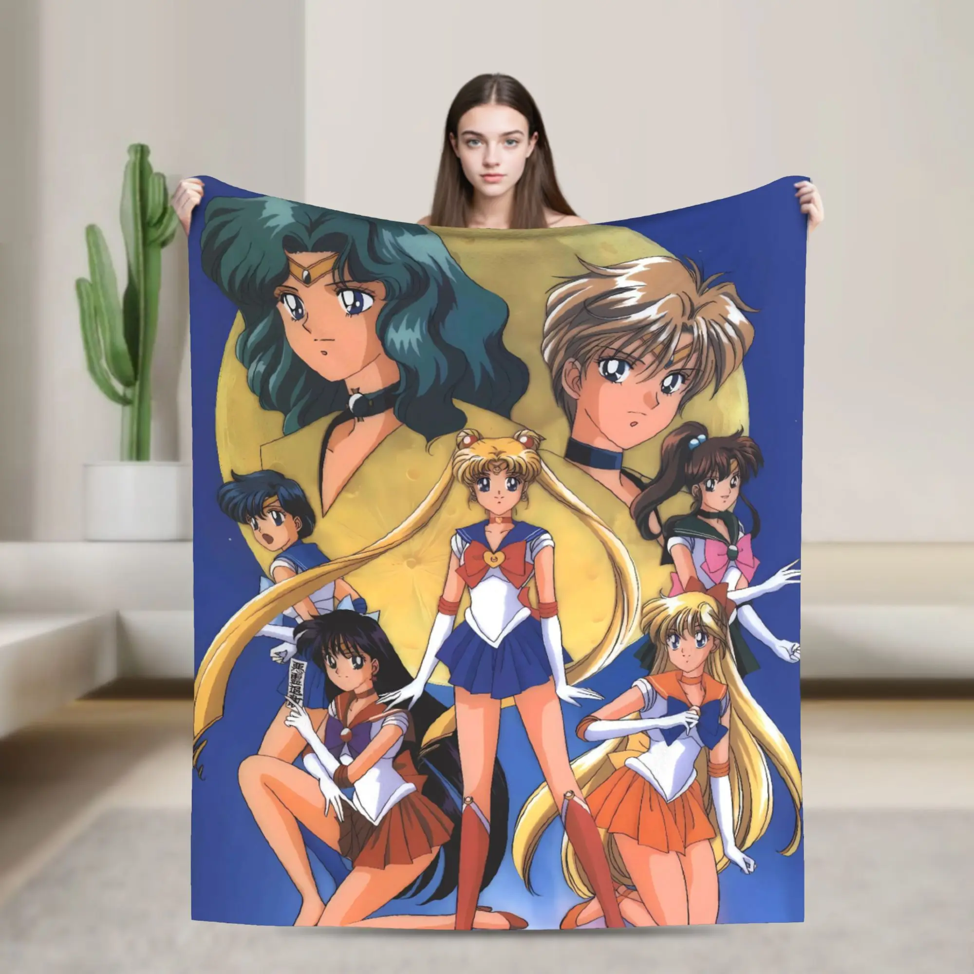 

Sailor Moon Super Soft Blanket Boy Girl Plush Throw Blanket Aesthetic Home Decor Flannel Bedspread Sofa Bed Cover