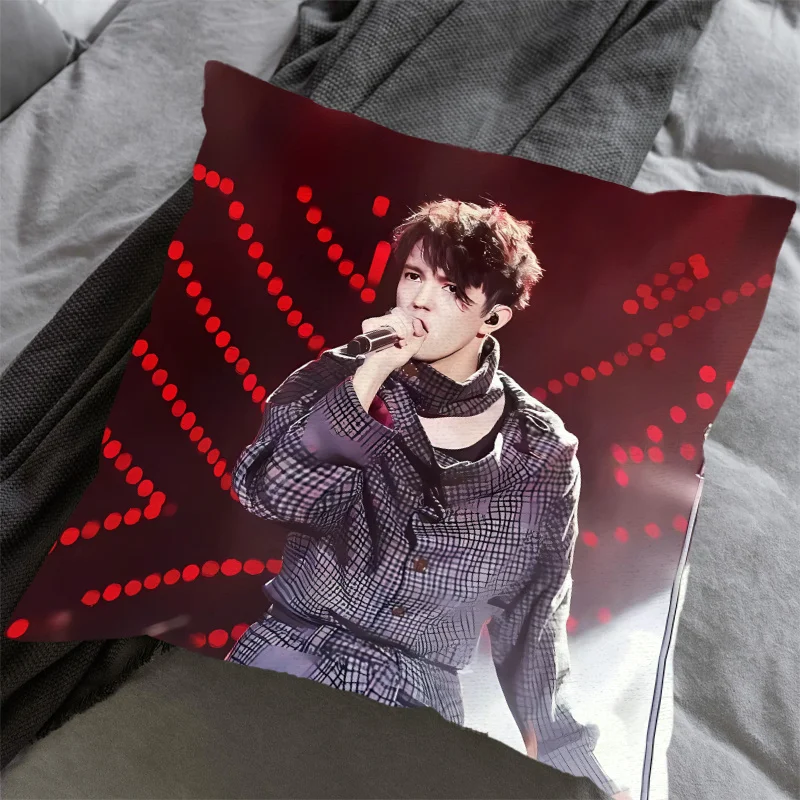 Male Singer Stage Performance Pillowcase, Concert Photo Cushion Cover, Red Light Decor for Sofa Bedroom Living Room