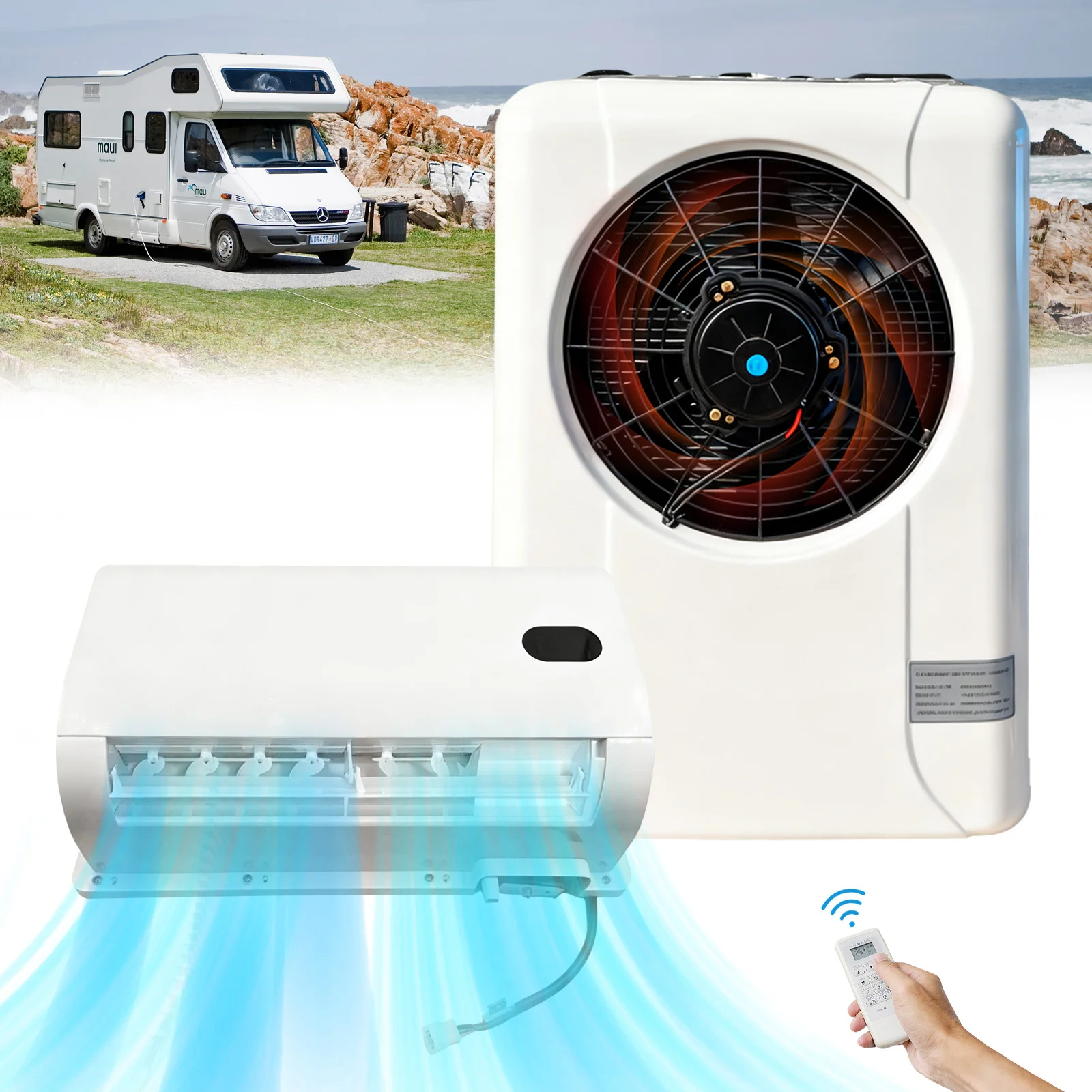 Treeligo 2025 10500BTU 12 فولت سيارة كهربائية وقوف السيارات تبريد مكيف الهواء 24 فولت سبليت الهواء وحدة التيار المتردد لشاحنة قافلة شاحنة تخييم RV #1