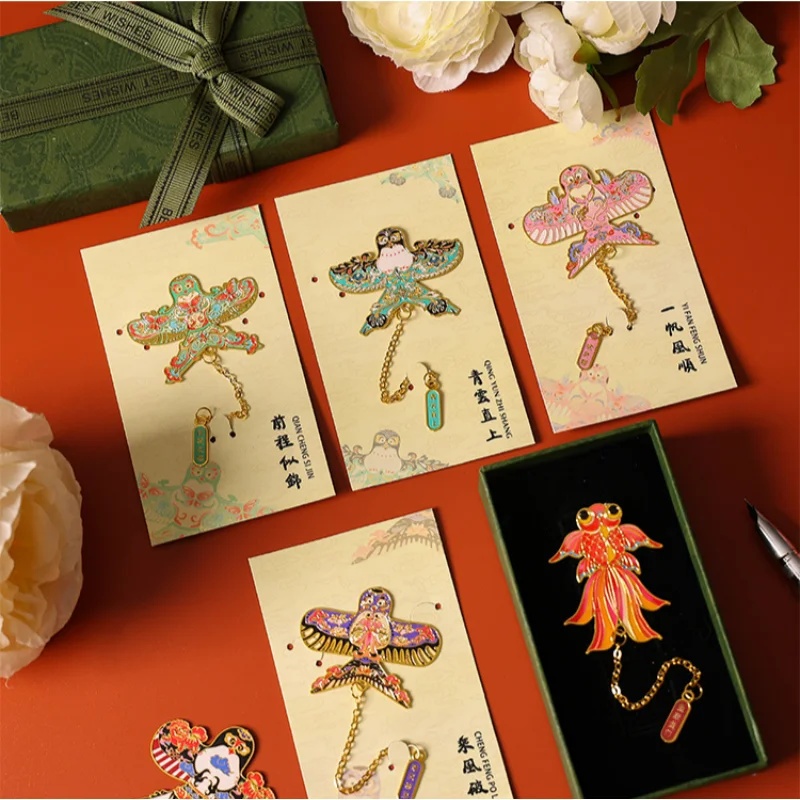 

Chinese style Paper Kite Metal Bookmark With Chain For Book Club Readers Friends Teachers Students Gifts Creative Cultural Gift