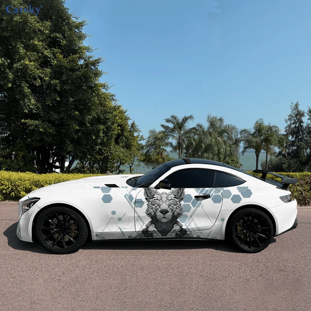 

Wolf Hexagonal Colorful Car Vinyl Wraps Decal Self-adhesive PVC Sticker Suitable for Trucks SUV Decoration Auto Accessories Gift